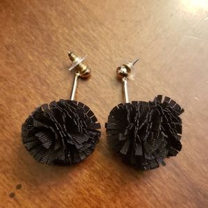 Black Pom Pom Earrings